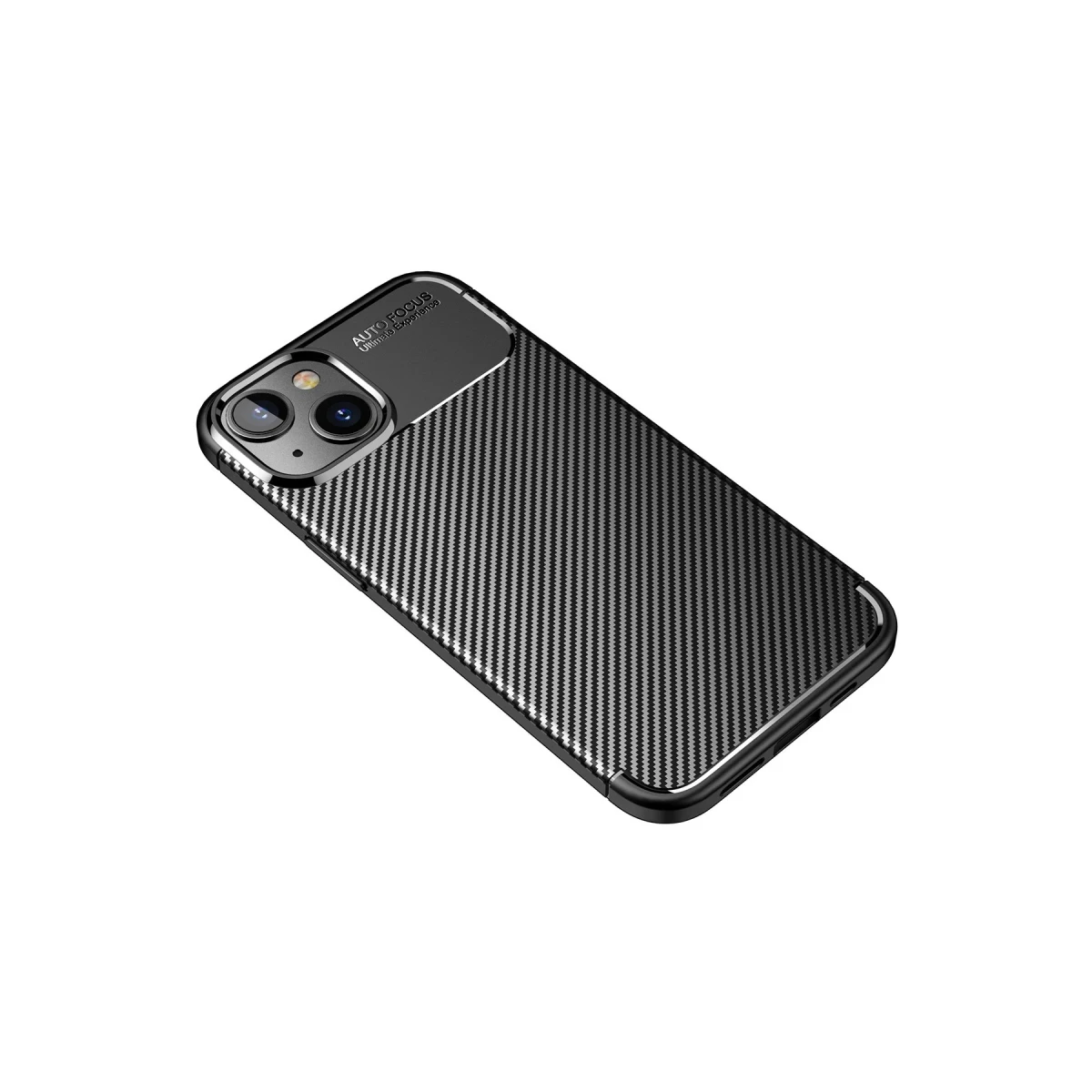Apple iPhone 14 Plus Kılıf Auto Focus Karbon Kapak - Siyah