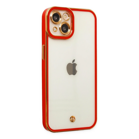 Apple iPhone 14 Plus Kılıf Liva Lens Silikon - Kırmızı