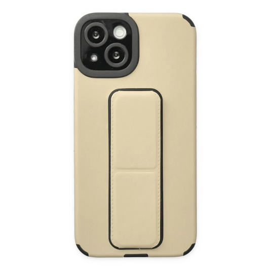Apple iPhone 14 Plus Kılıf Mega Standlı Silikon - Gold