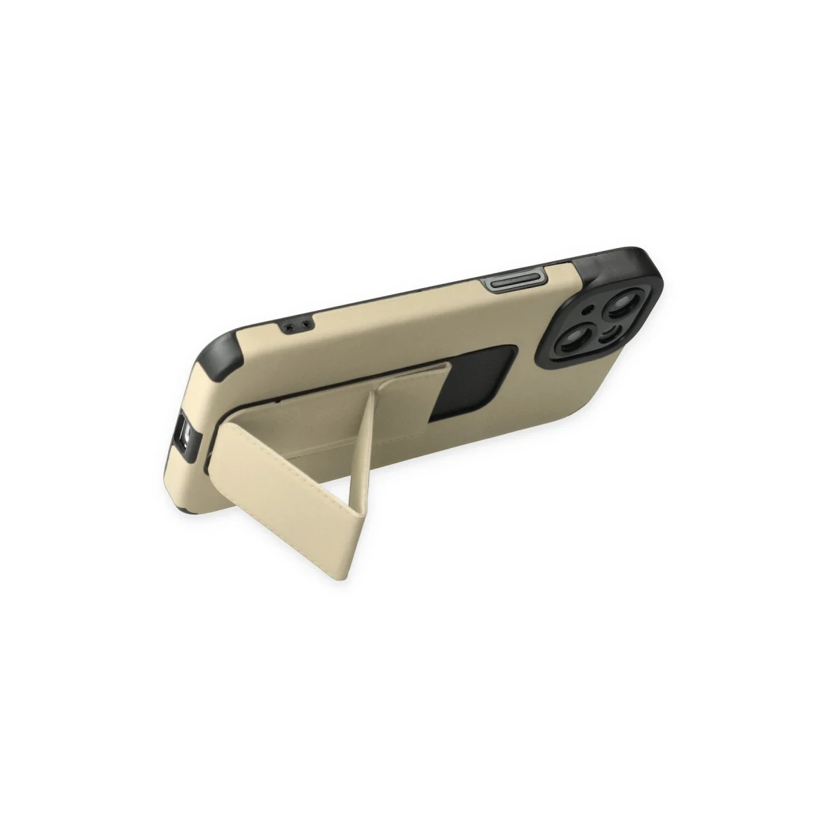 Apple iPhone 14 Plus Kılıf Mega Standlı Silikon - Gold