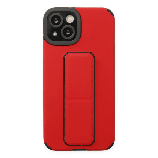 Apple iPhone 14 Plus Kılıf Mega Standlı Silikon - Kırmızı