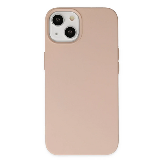 Apple iPhone 14 Plus Kılıf Nano içi Kadife Silikon - Pudra