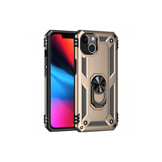 Apple iPhone 14 Plus Kılıf Sofya Yüzüklü Silikon Kapak - Gold