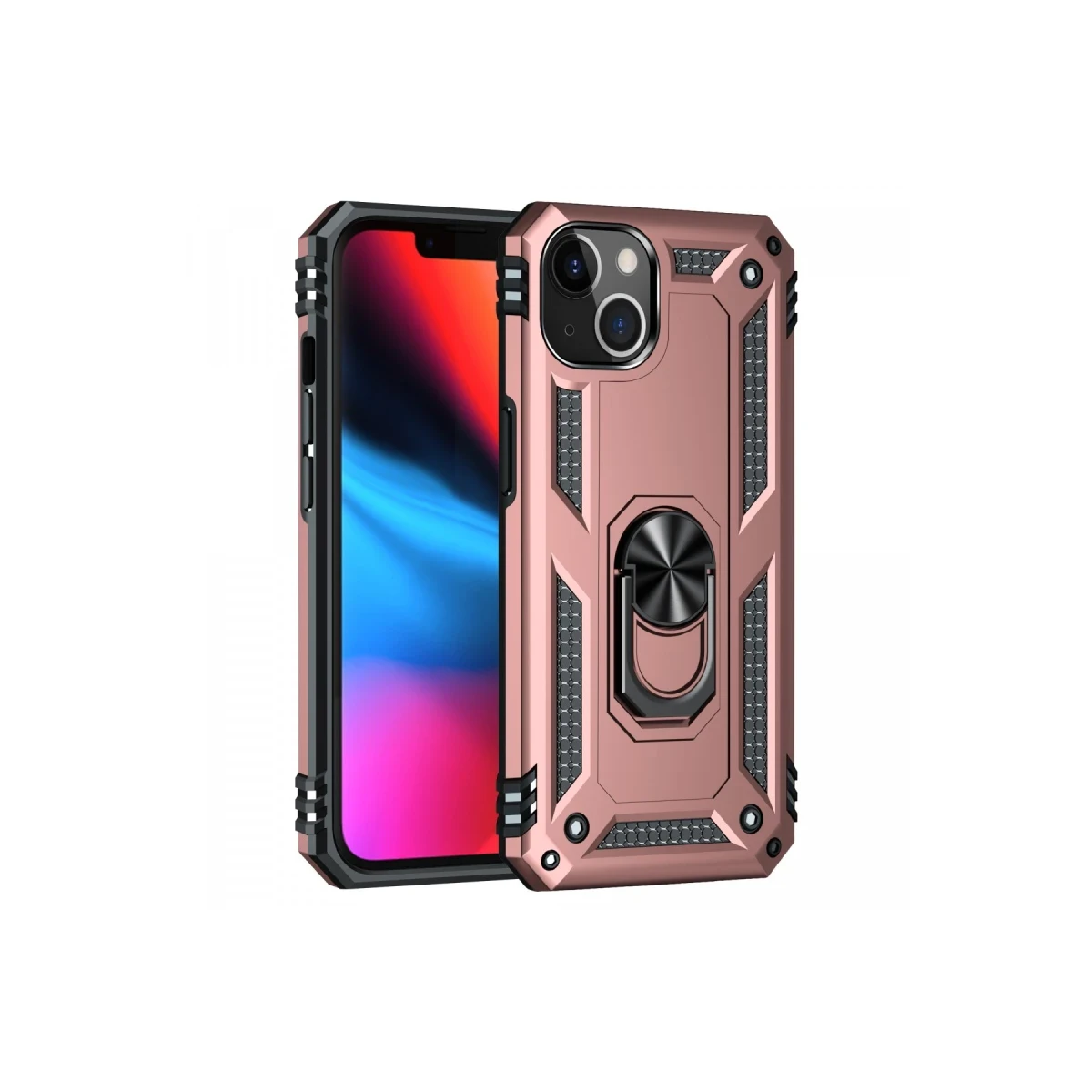 Apple iPhone 14 Plus Kılıf Sofya Yüzüklü Silikon Kapak - Rose