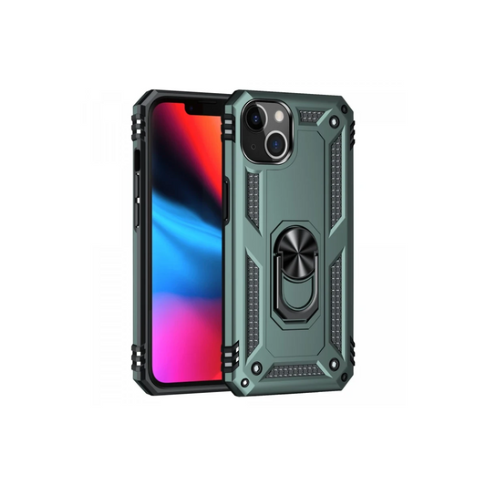 Apple iPhone 14 Plus Kılıf Sofya Yüzüklü Silikon Kapak - Yeşil
