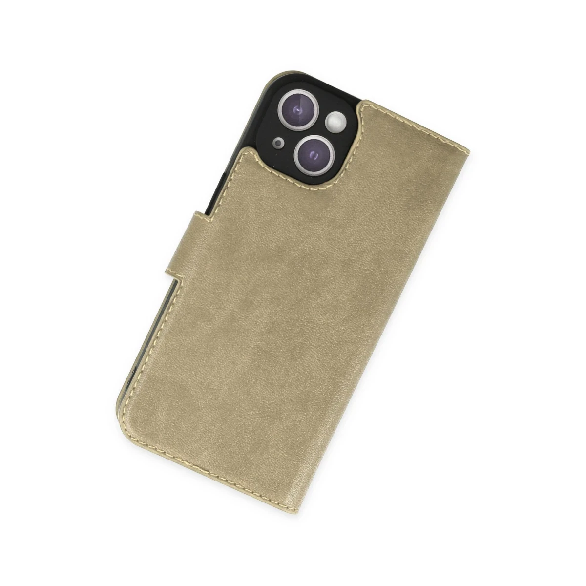 Apple iPhone 14 Plus Kılıf Trend S Plus Kapaklı Kılıf - Gold