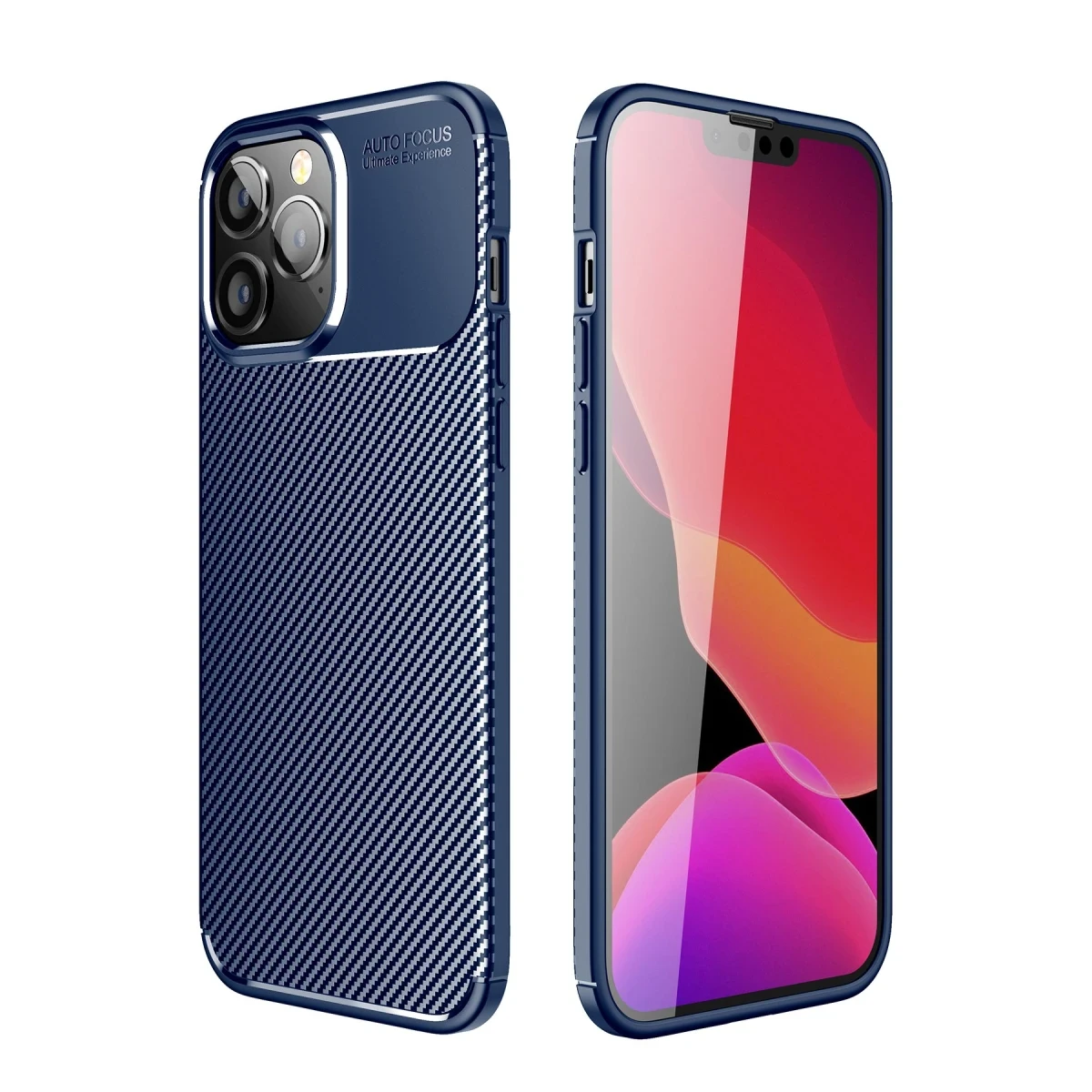 Apple iPhone 14 Pro Kılıf Auto Focus Karbon Kapak - Lacivert