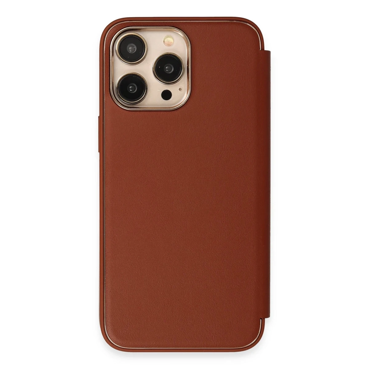 Apple iPhone 14 Pro Kılıf Dolpin Kapaklı - Kahverengi
