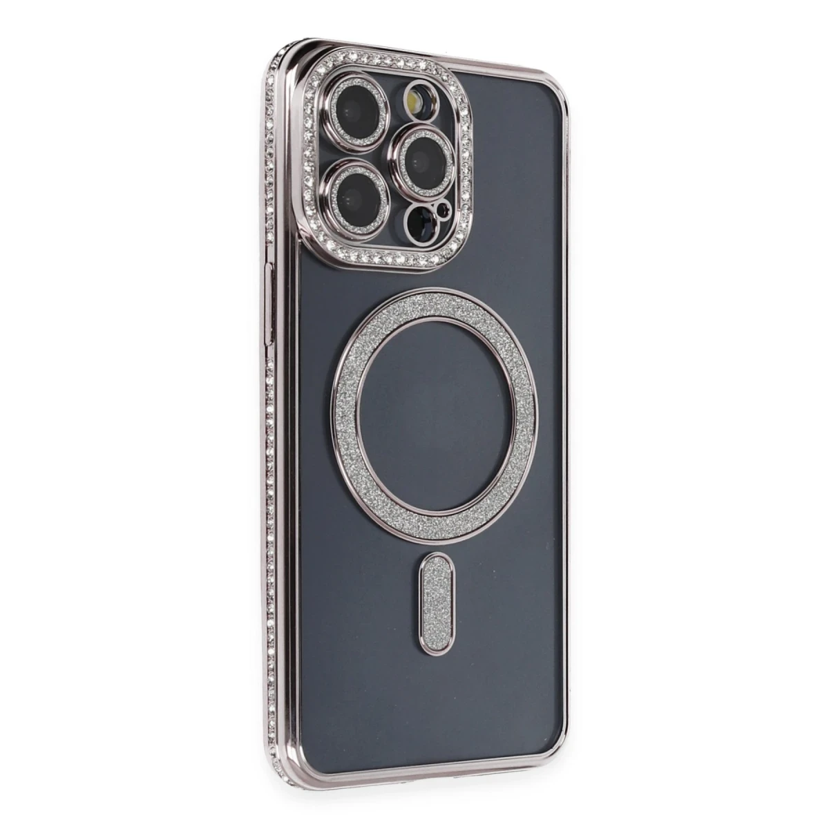 Apple iPhone 14 Pro Kılıf Joke Simli Magneticsafe Kılıf - Gri