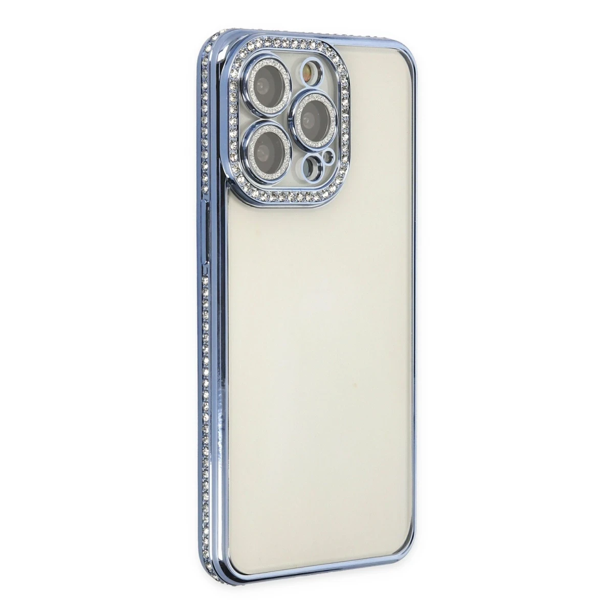 Apple iPhone 14 Pro Kılıf Joke Taşlı Silikon - Mavi