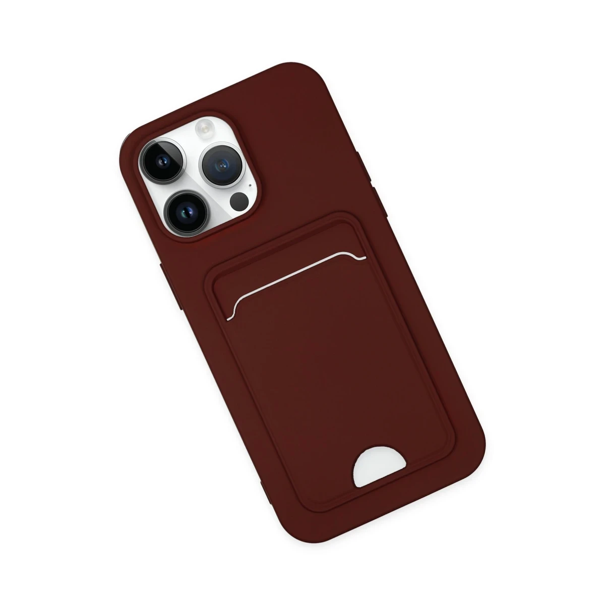 Apple iPhone 14 Pro Kılıf Kelvin Kartvizitli Silikon - Bordo