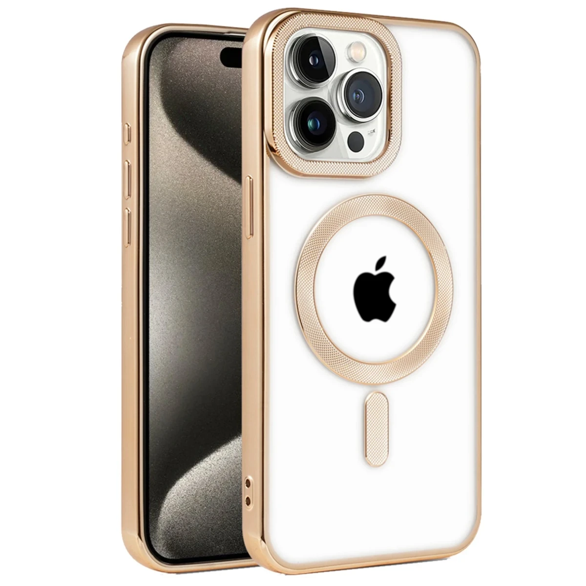 Apple iPhone 14 Pro Kılıf Kronos Magsafe Kapak - Gold