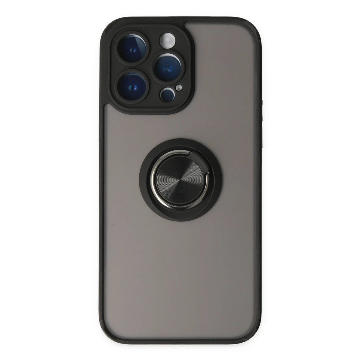 Apple iPhone 14 Pro Kılıf Montreal Yüzüklü Silikon Kapak - Siyah