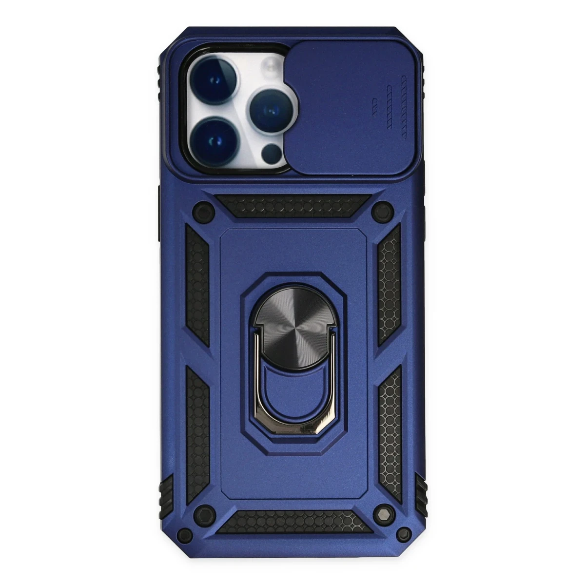 Apple iPhone 14 Pro Kılıf Pars Lens Yüzüklü Silikon - Lacivert