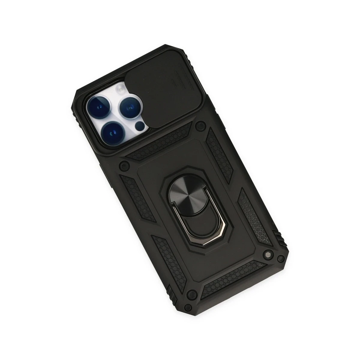 Apple iPhone 14 Pro Kılıf Pars Lens Yüzüklü Silikon - Siyah