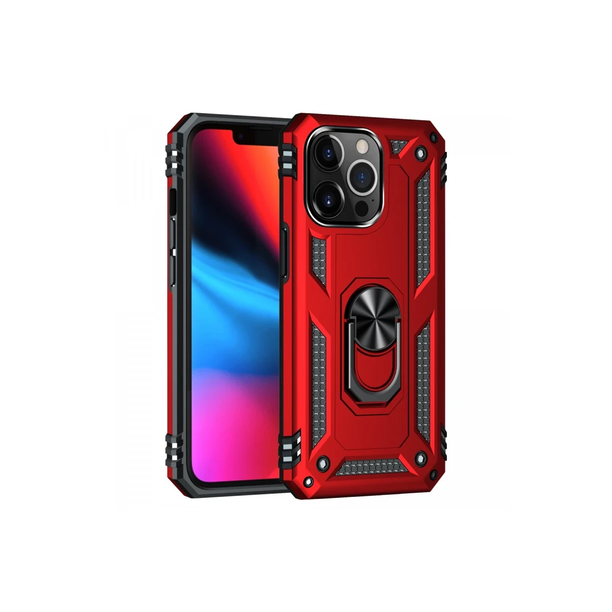 Apple iPhone 14 Pro Kılıf Sofya Yüzüklü Silikon Kapak - Kırmızı