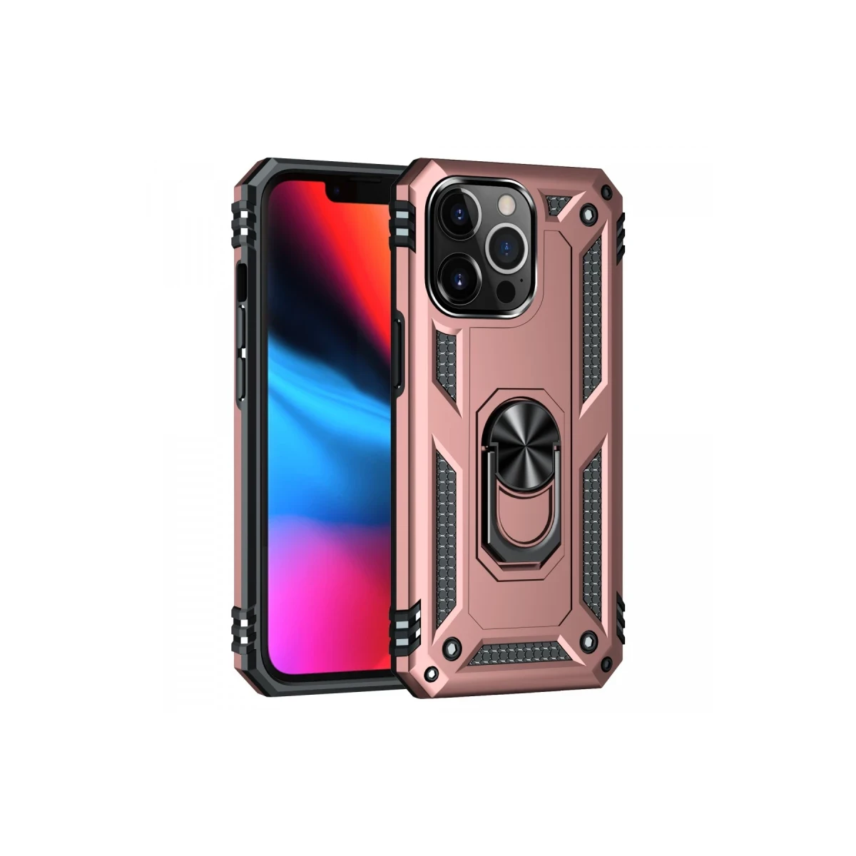 Apple iPhone 14 Pro Kılıf Sofya Yüzüklü Silikon Kapak - Rose
