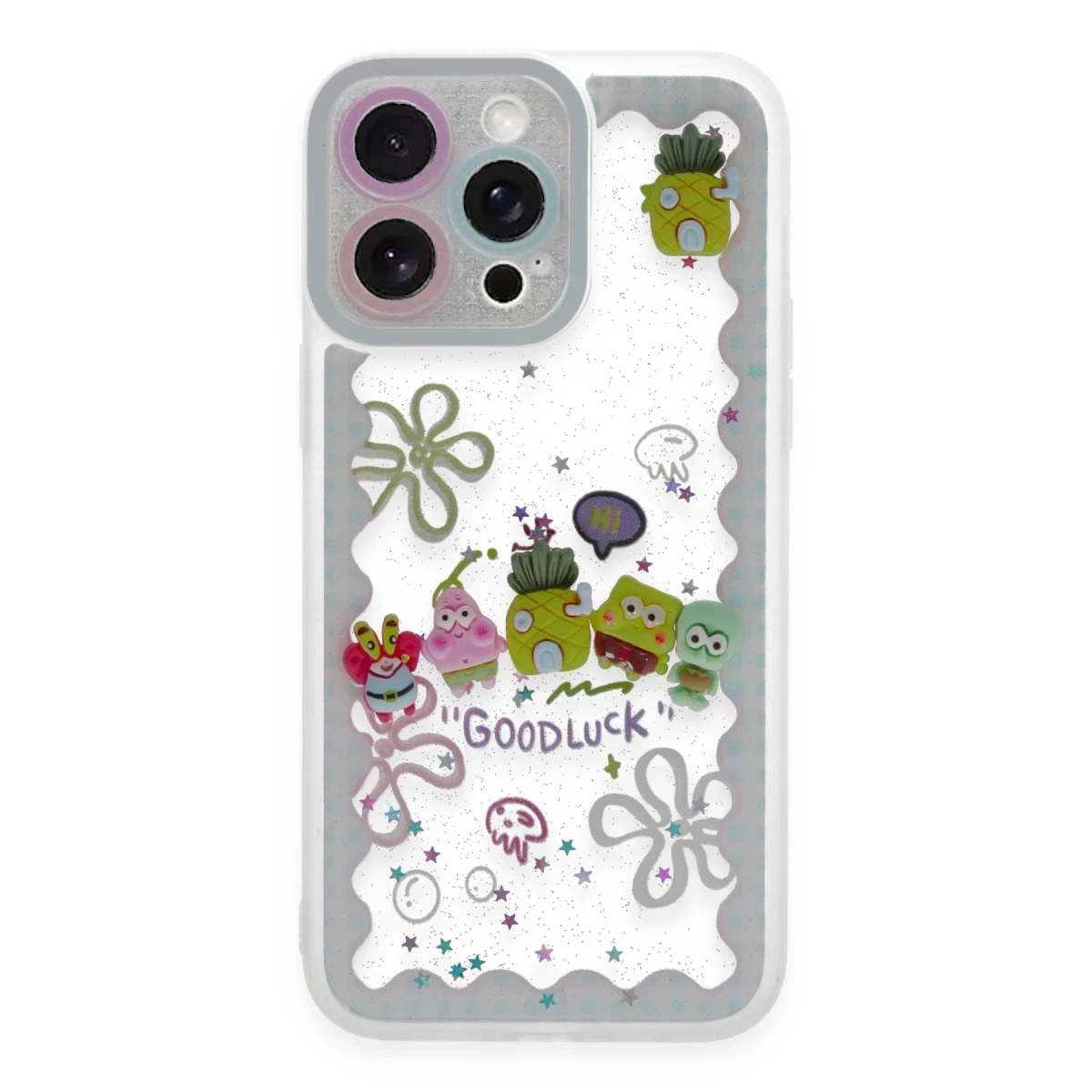 Apple iPhone 14 Pro Kılıf Sweet Desenli Silikon Kapak - Açık Mavi