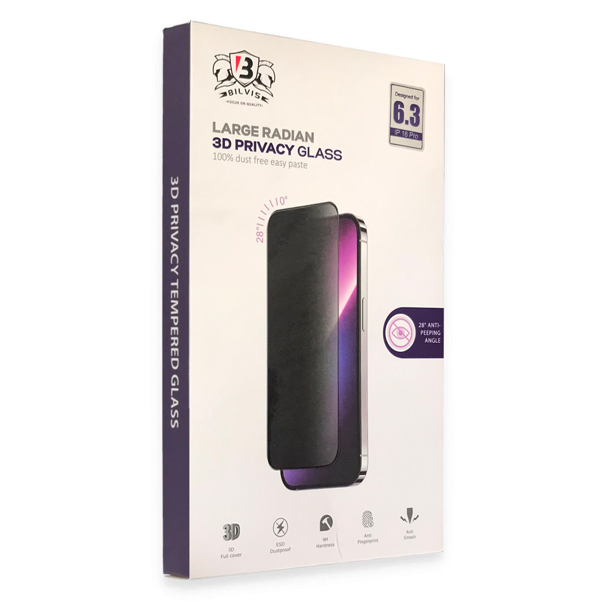 Apple iPhone 14 Pro Max Bilvis 3D Radian Hayalet Cam Ekran Koruyucu