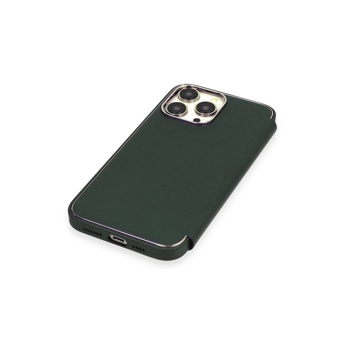 Apple iPhone 14 Pro Max Kılıf Dolpin Kapaklı - Koyu Yeşil