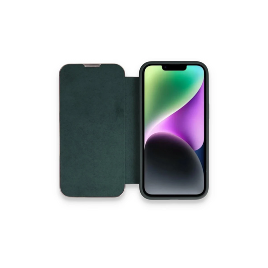 Apple iPhone 14 Pro Max Kılıf Dolpin Kapaklı - Koyu Yeşil