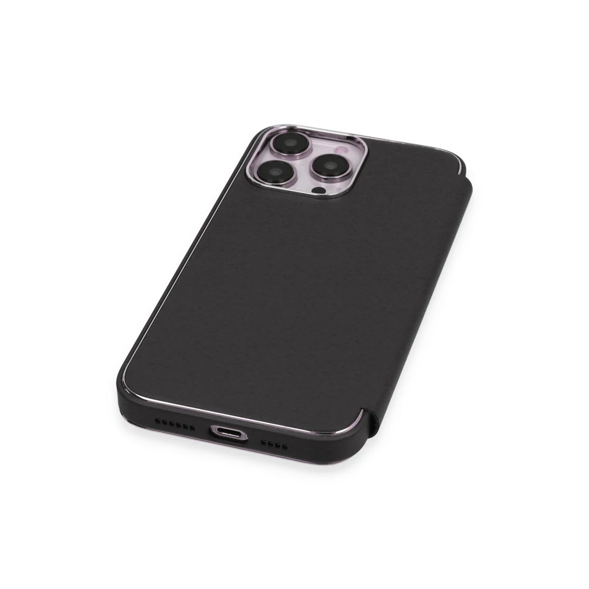Apple iPhone 14 Pro Max Kılıf Dolpin Kapaklı - Siyah