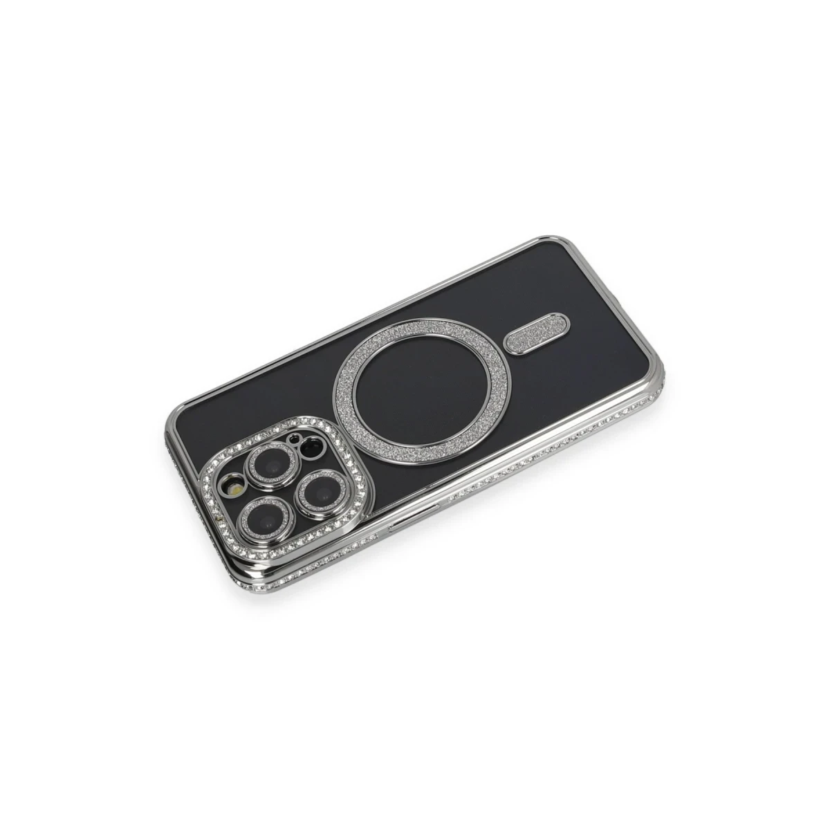 Apple iPhone 14 Pro Max Kılıf Joke Simli Magneticsafe Kılıf - Gri