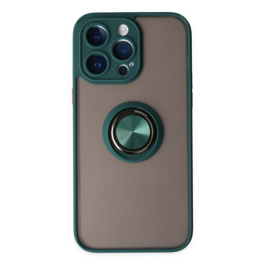 Apple iPhone 14 Pro Max Kılıf Montreal Yüzüklü Silikon Kapak - Yeşil