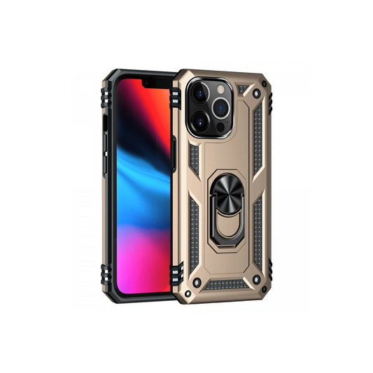 Apple iPhone 14 Pro Max Kılıf Sofya Yüzüklü Silikon Kapak - Gold