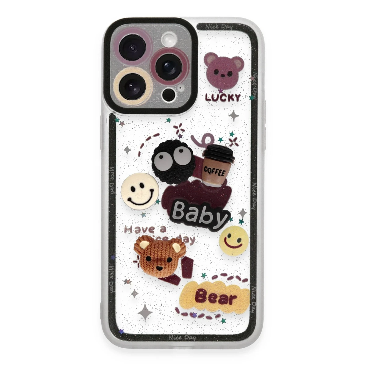 Apple iPhone 14 Pro Max Kılıf Sweet Desenli Silikon Kapak - Sarı