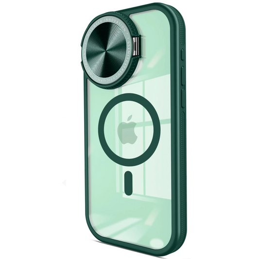 Apple iPhone 14 Pro Max Kılıf Teleskop Lens Magsafe Silikon Kapak - Koyu Yeşil