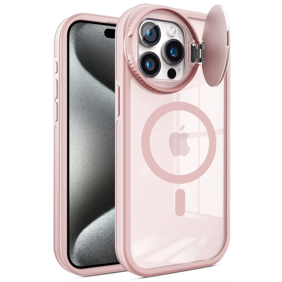 Apple iPhone 14 Pro Max Kılıf Teleskop Lens Magsafe Silikon Kapak - Pembe