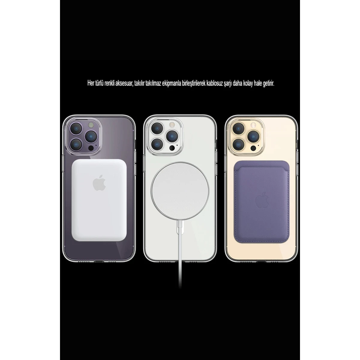 Apple iPhone 14 Pro Max Kılıf Tron Şeffaf Magsafe Kapak - Derin Mor