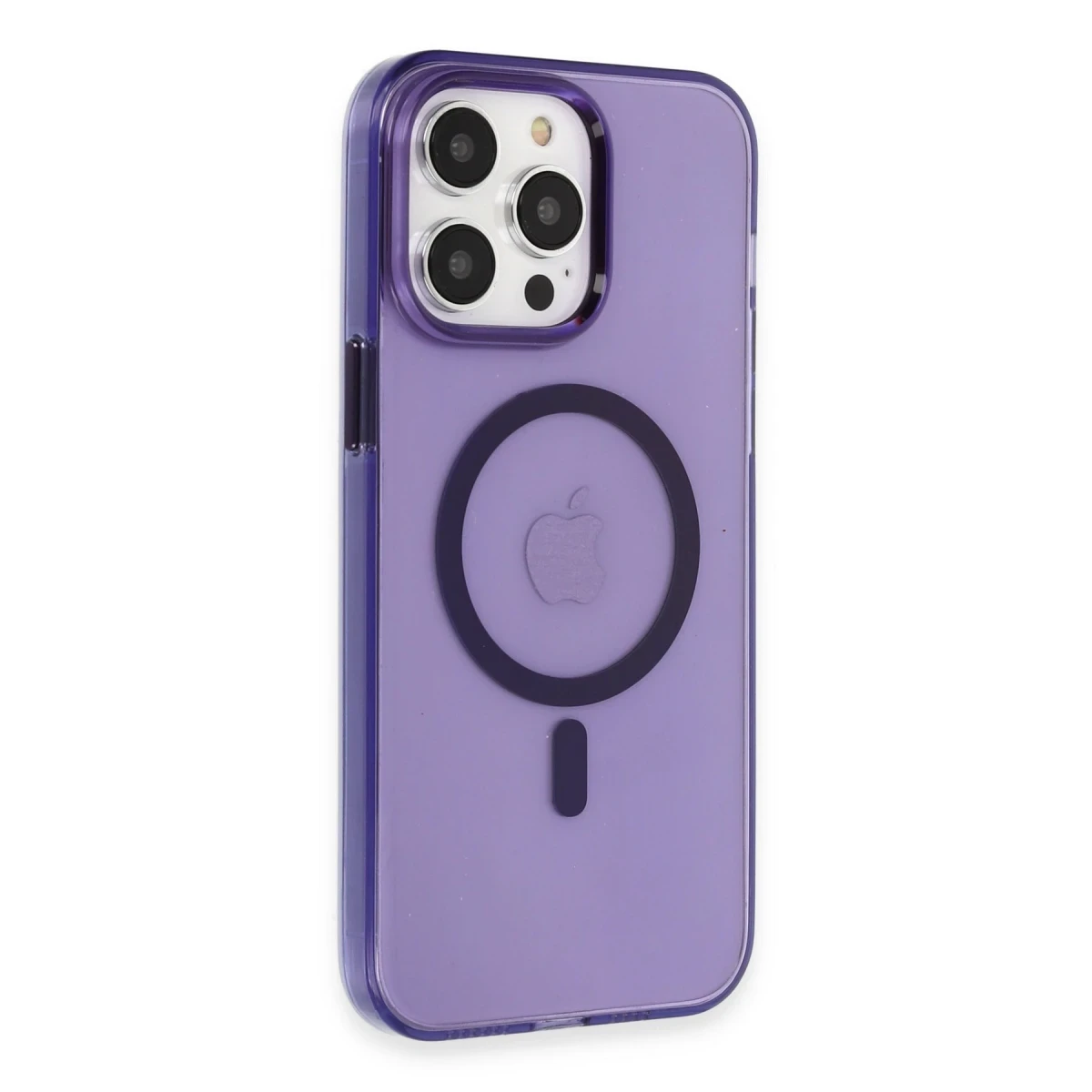 Apple iPhone 14 Pro Max Kılıf Tron Şeffaf Magsafe Kapak - Derin Mor