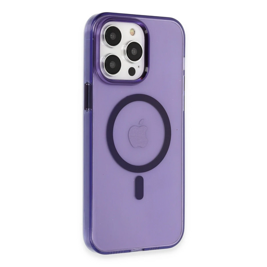Apple iPhone 14 Pro Max Kılıf Tron Şeffaf Magsafe Kapak - Derin Mor