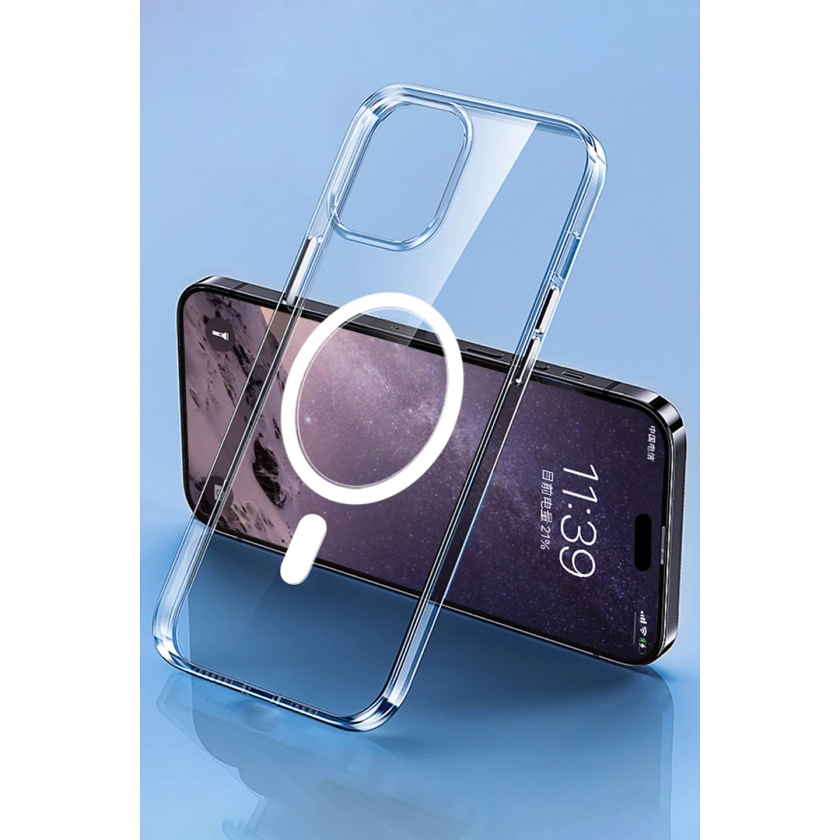 Apple iPhone 14 Pro Max Kılıf Tron Şeffaf Magsafe Kapak - Şeffaf
