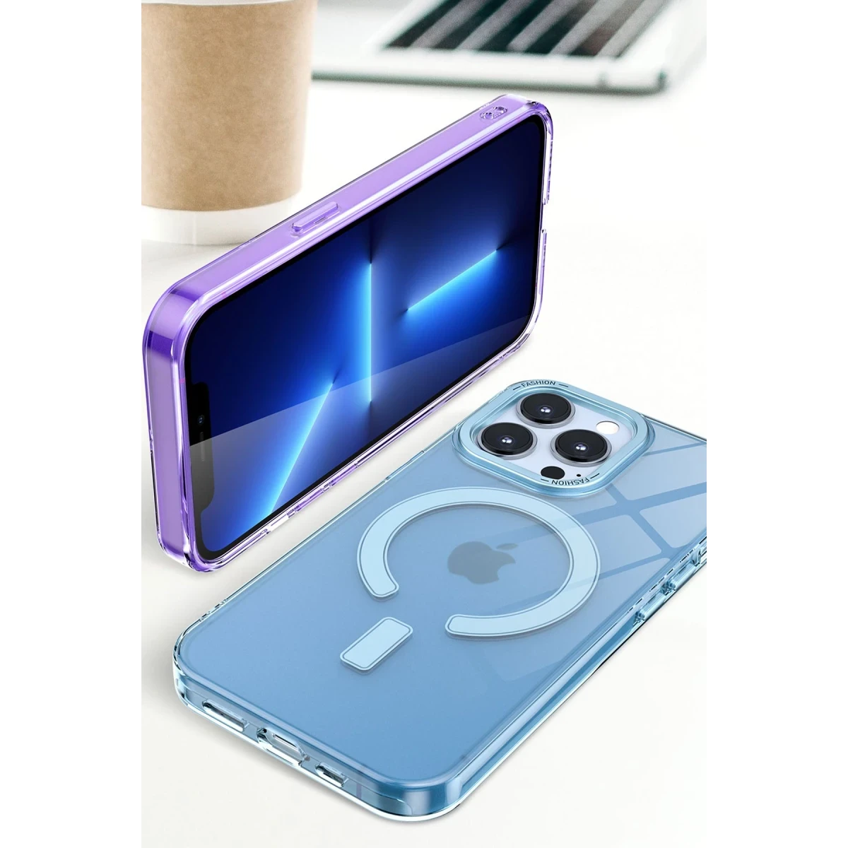 Apple iPhone 14 Pro Max Kılıf Troy Magsafe Kapak - Mor