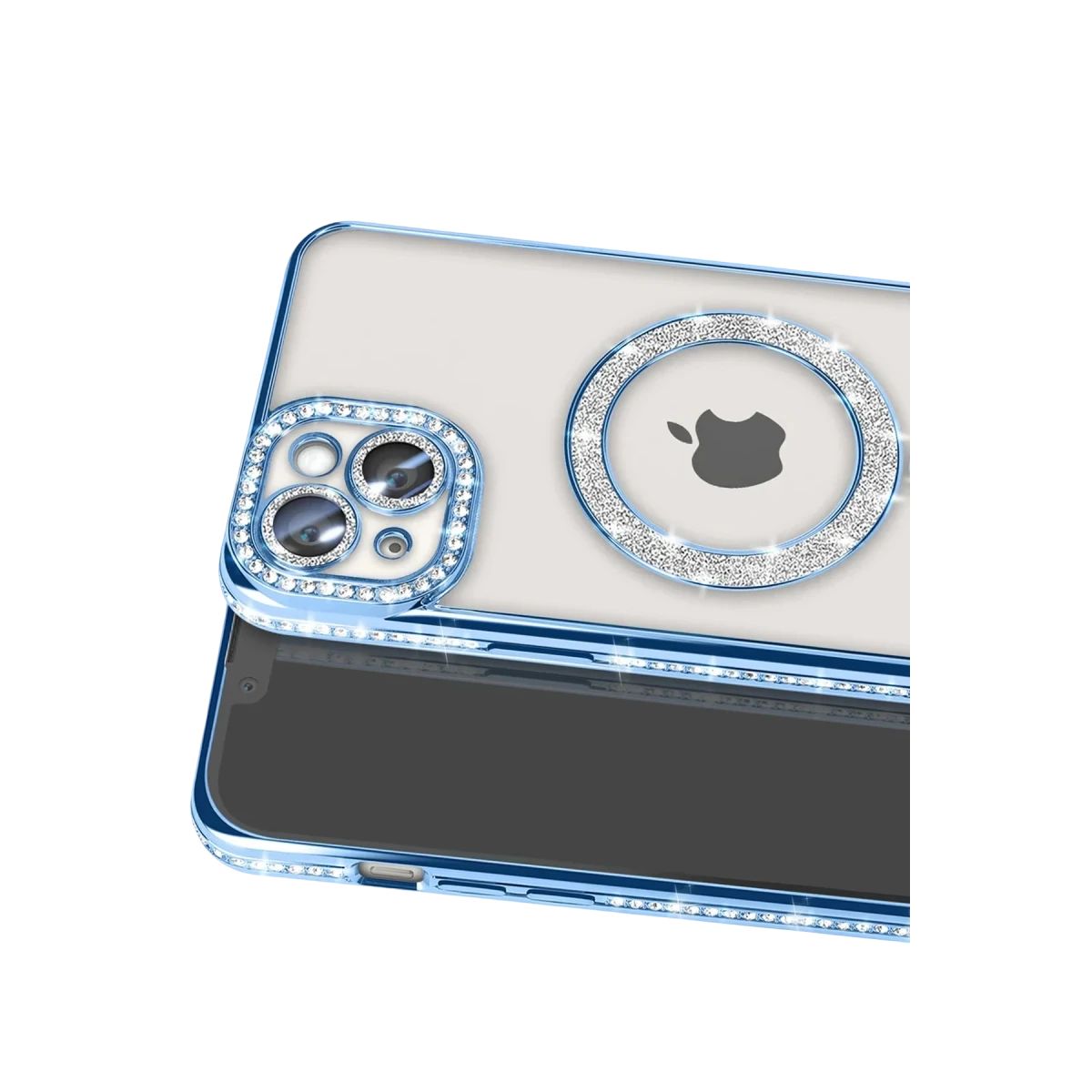 Apple iPhone 15 Kılıf Joke Simli Magneticsafe Kılıf - Mavi