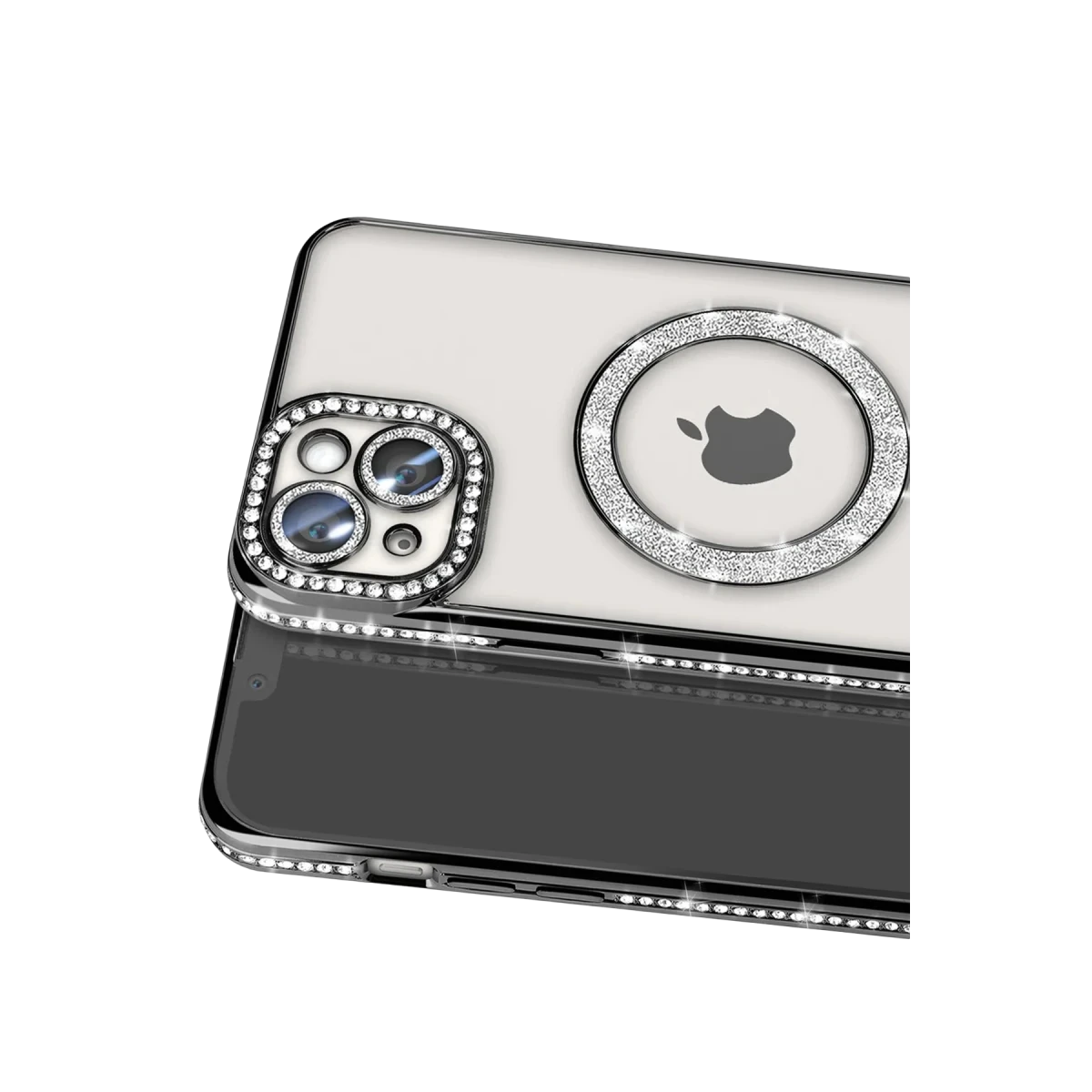 Apple iPhone 15 Kılıf Joke Simli Magneticsafe Kılıf - Siyah