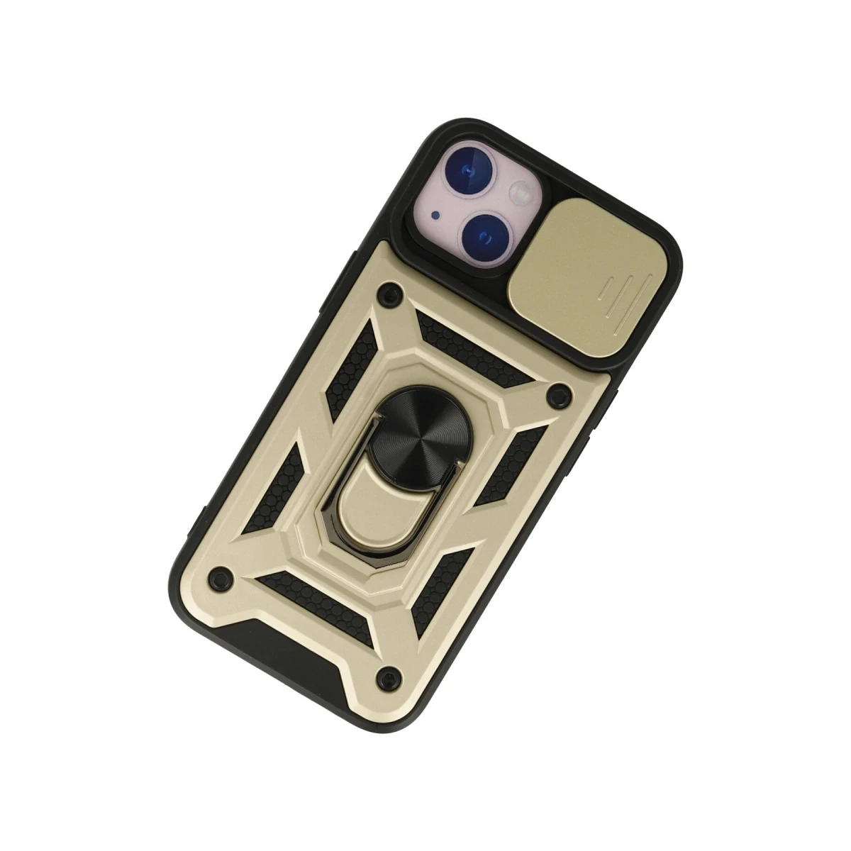 Apple iPhone 15 Kılıf Pars Lens Yüzüklü Silikon - Gold