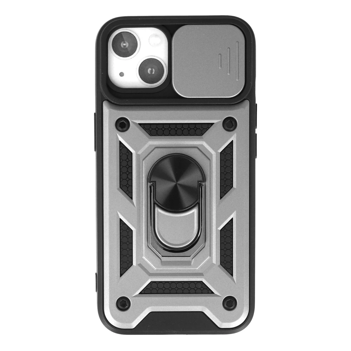Apple iPhone 15 Kılıf Pars Lens Yüzüklü Silikon - Gümüş