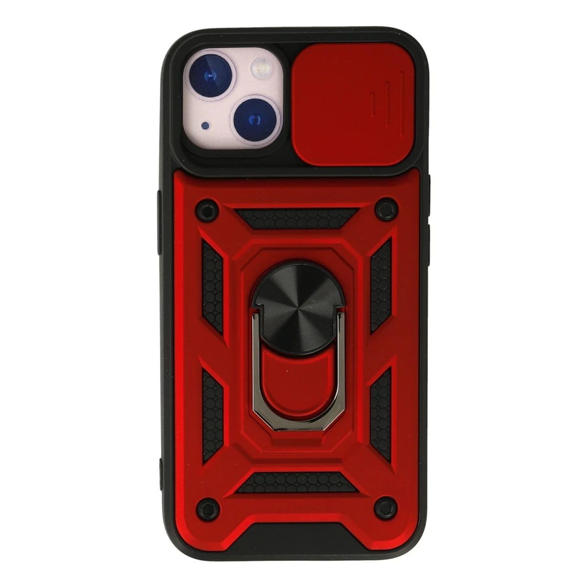 Apple iPhone 15 Kılıf Pars Lens Yüzüklü Silikon - Kırmızı