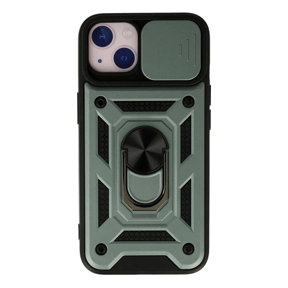 Apple iPhone 15 Kılıf Pars Lens Yüzüklü Silikon - Yeşil