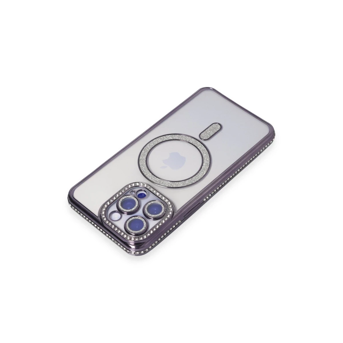 Apple iPhone 15 Pro Kılıf Joke Simli Magneticsafe Kılıf - Derin Mor