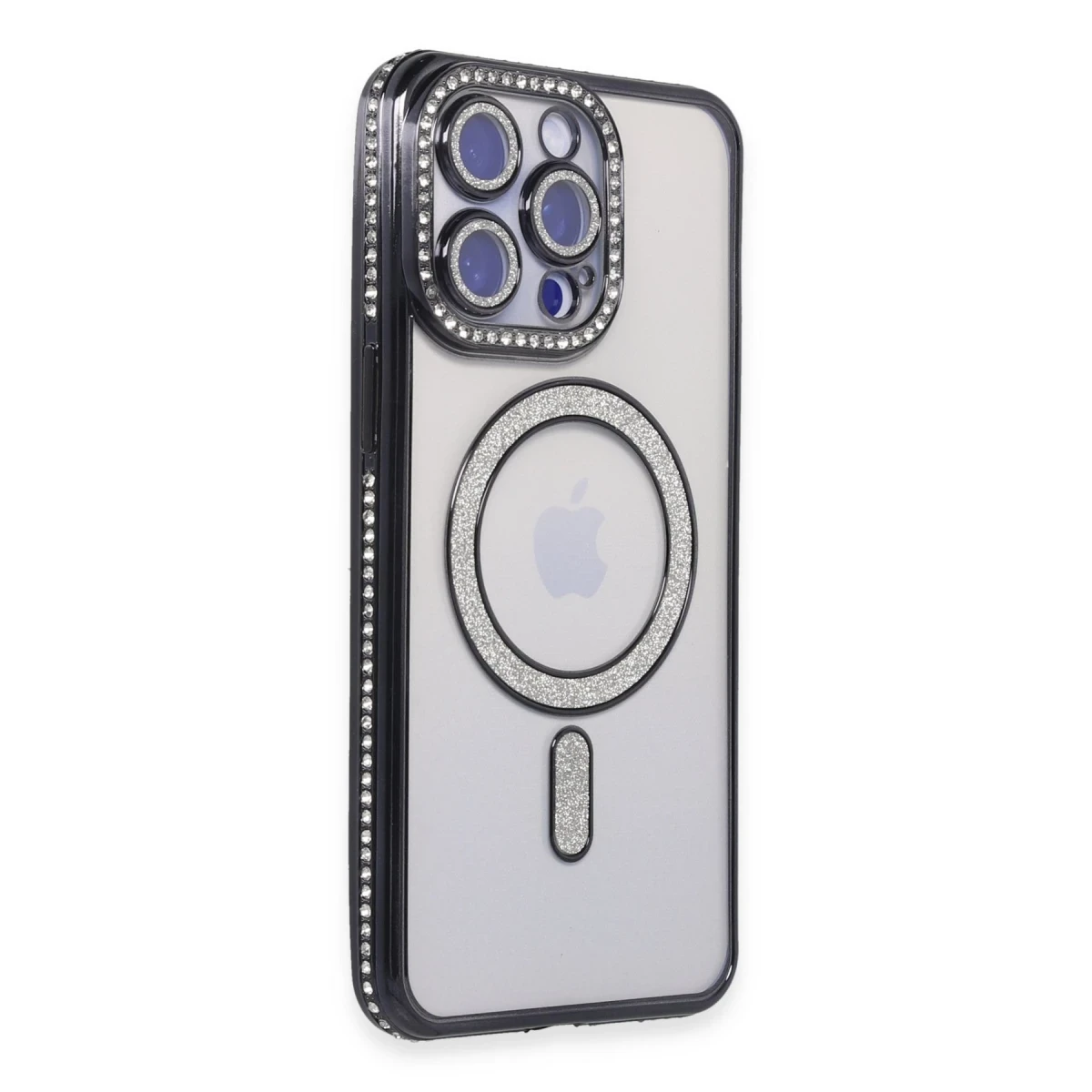 Apple iPhone 15 Pro Kılıf Joke Simli Magneticsafe Kılıf - Siyah