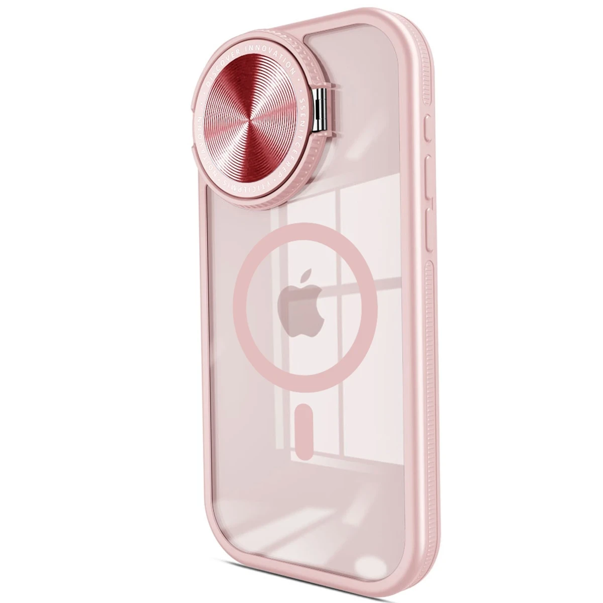 Apple iPhone 15 Pro Kılıf Teleskop Lens Magsafe Silikon Kapak - Pembe