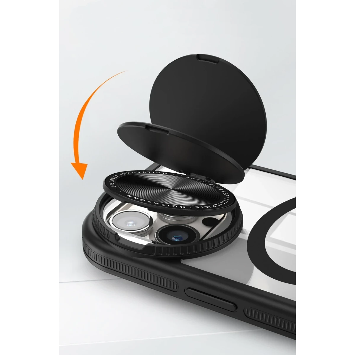 Apple iPhone 15 Pro Kılıf Teleskop Lens Magsafe Silikon Kapak - Siyah