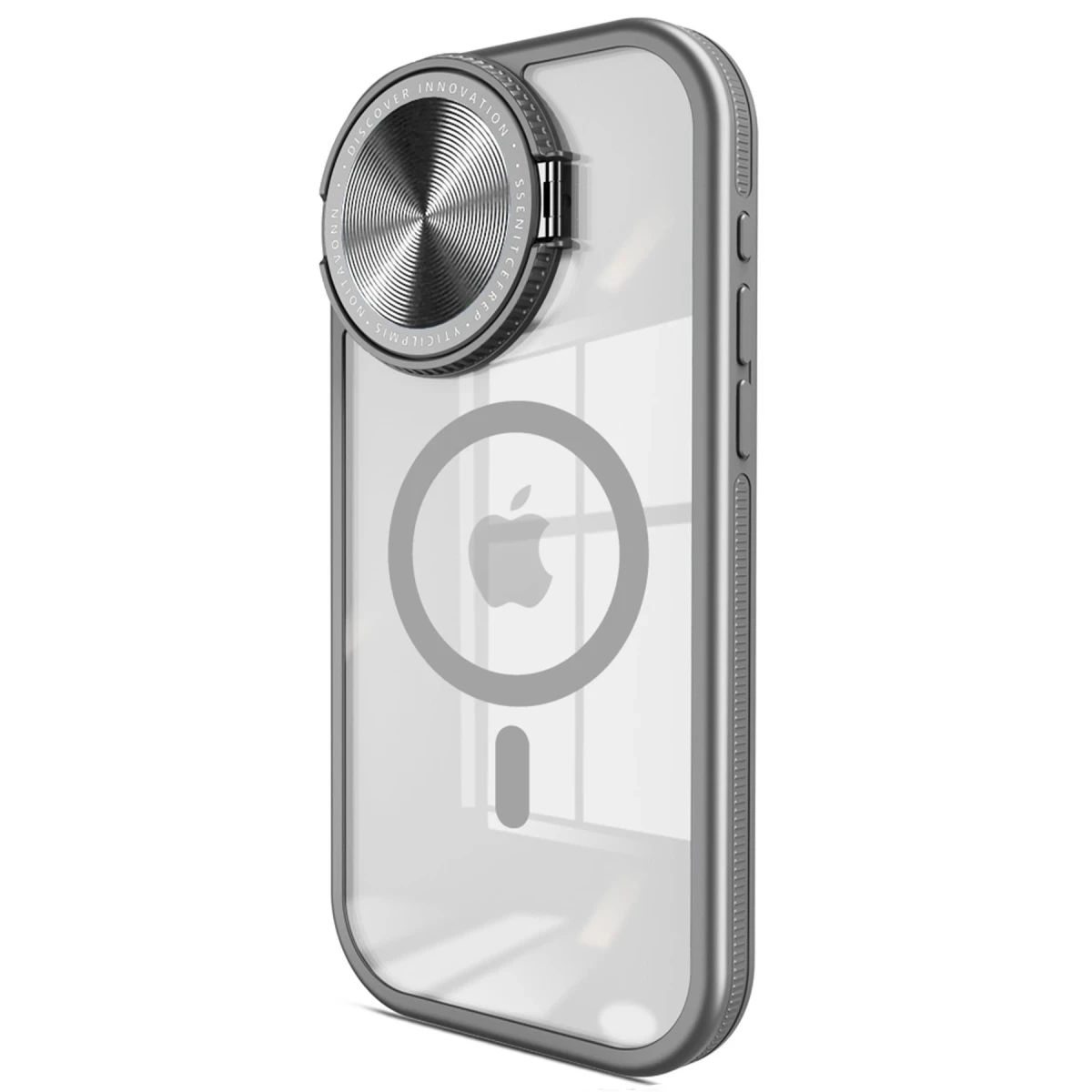 Apple iPhone 15 Pro Kılıf Teleskop Lens Magsafe Silikon Kapak - Titan Gri