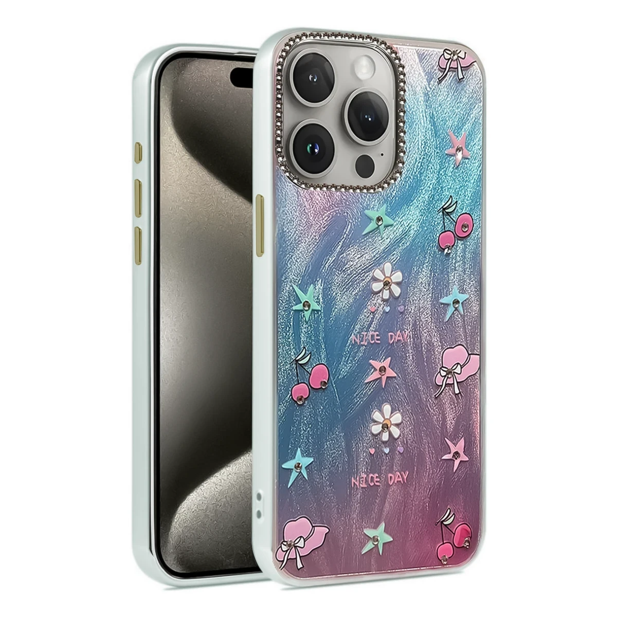 Apple iPhone 15 Pro Max Kılıf Blade Aynalı Desenli Kapak - Desen 4