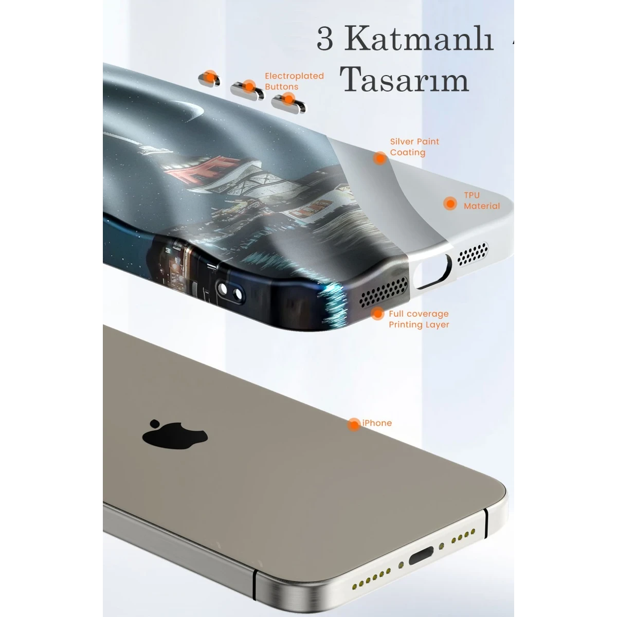 Apple iPhone 15 Pro Max Kılıf Crew Desenli Kapak - Kapadokya